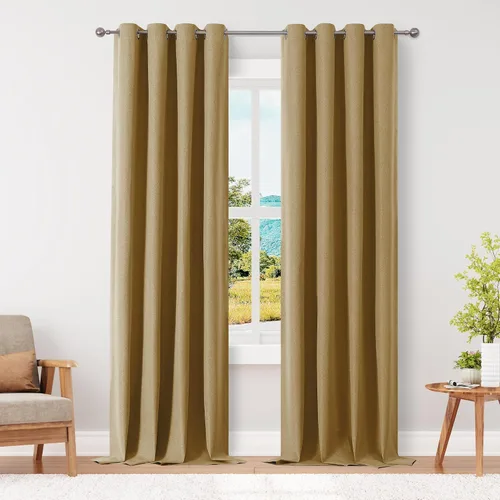 Miniatura 62 de ChrisDowa Cortinas 100% Opacas de Abedul Sólido de 45 Pulgadas de Largo, 2 Paneles para Dormitorio y Sala de Estar, Estilo Granja Oscurecedoras