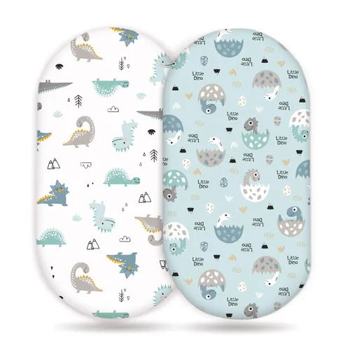 GRSSDER Juego de 2 sábanas elásticas ultra suaves para moisés, ajuste universal para moisés, cesta de moisés ovalada, rectangular, colchón, sábanas