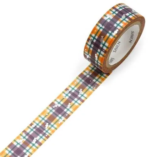 Miniatura 3 de SAIEN UR-3067 Halloween Check Masking Tape, 0.6 inches (15 mm) x 26.4 ft (7 m)