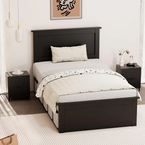 Miniatura 18 de Royal Windsor Mesita de noche acanalada con 3 cajones, mesa auxiliar lateral, armario de almacenamiento de acento, mesita de noche moderna