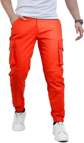 Miniatura 6 de GINGTTO Pantalones de cuero para hombre, pantalones de discoteca ajustados para hombre elásticos