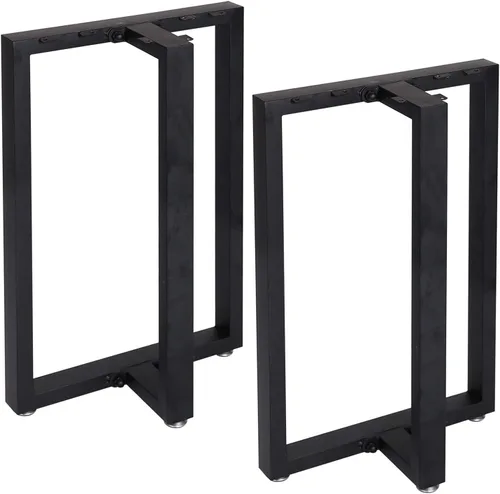 Miniatura 11 de Patas rectangulares industriales de metal de 16 pulgadas de altura, patas de banco de metal para mesa, diseño moderno de mediados de siglo, juego