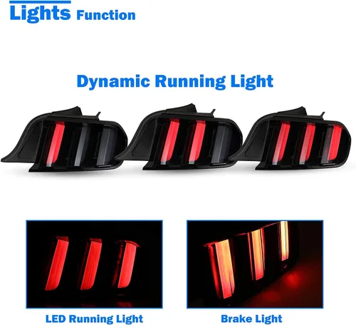 Miniatura 4 de WOLFSORM - Luz trasera LED para Ford Mustang 2015-2023 con diseño dinámico de giro giratorio, montaje de repuesto de luz trasera LED WOLFSORM Ford