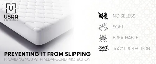 Miniatura 2 de USRA Funda protectora de colchón tamaño individual 100% algodón, acolchado de 300 GSM, no tóxico, 18 pulgadas de profundidad, calidad premium
