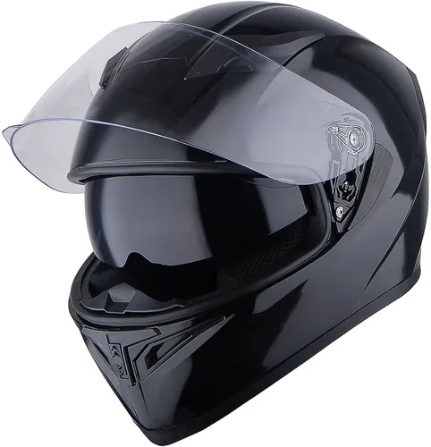 Miniatura 8 de 1Storm Casco de motocicleta para bicicleta de calle con doble visera/visera solar, casco completo con luz trasera LED: Negro mate Z LED negro mate