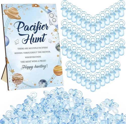 Miniatura 39 de Thyle Juego de 51 piezas de chupete de caza para baby shower, incluye signo de caza y 50 chupetes acrílicos para decoración de juegos de baby Rosa