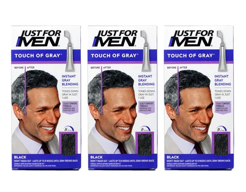 Just for Men Color de cabello: toque gris, negro-gris. Paquete de 3