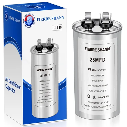 Miniatura 10 de Condensador de 5 uF/MFD para CA, 370 o 440 VCA CBB65 Condensadores redondos de funcionamiento dual para motor de CA, arranque de ventilador