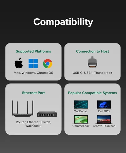 Miniatura 5 de Plugable Adaptador USB-C a Ethernet de 5 Gbps, actualiza dispositivos USB-C sin Ethernet a redes cableadas estables ultrarrápidas