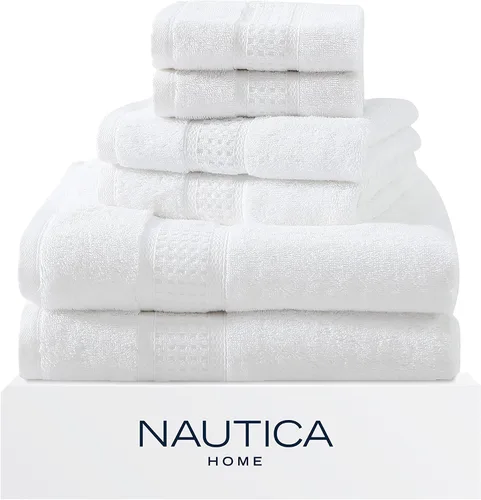 Miniatura 13 de Nautica Toallas de baño, toallas de algodón suave, juego de toallas de baño y manos, altamente absorbentes y de secado rápido, cero torsión, juego