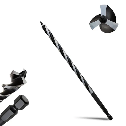 Miniatura 44 de 8 brocas profesionales de 12 pulgadas de largo para madera con vástago hexagonal de cambio rápido de 1/4 pulgadas (1/4-7/8 pulgadas), diseño de 3
