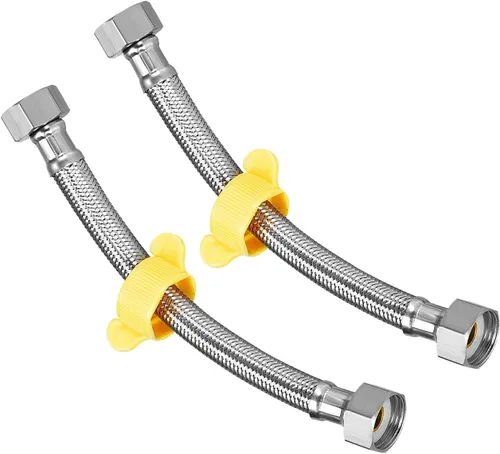 METALLIXITY Conector de línea de suministro de grifo (7.874 in/8 pulgadas), 2 piezas, conector de manguera de suministro de agua 304 hembra G1/2