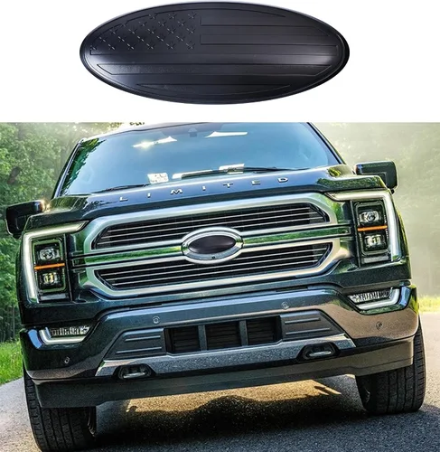 Miniatura 12 de CONGCONG Emblema para Ford Bronco, superposición de 5 pulgadas para portón trasero emblema ovalado de bandera americana negra para Ford Bronco Negro