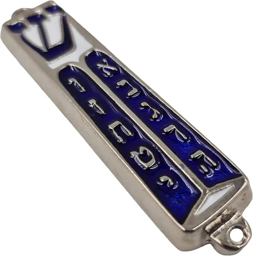 Miniatura 4 de Mezuzá de los Diez Mandamientos con Pergamino Esmalte Azul Israel Puerta Mezuza de 3.5 pulgadas