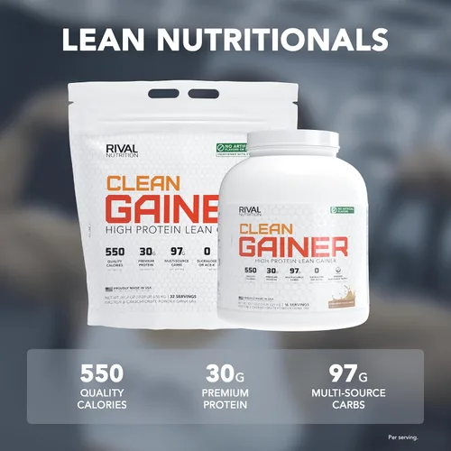 Miniatura 3 de Rival Nutrition Clean Gainer Proteína en Polvo – 5LB Cereal de Tostadas de Canela – Alta Proteína para Masa Magra y Ganador de Peso 550 Calorías