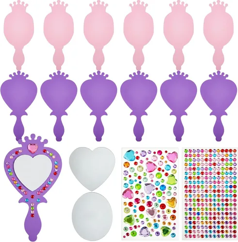 Miniatura 9 de Liliful Paquete de 12 kits de espejo de espuma princesa, decora tus propios espejos de princesa, suministros para fiestas infantiles, juguetes