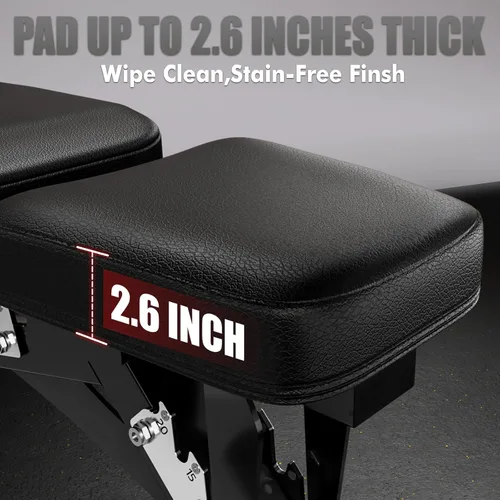Miniatura 4 de RitFit Banco de pesas ajustable y plegable para gimnasio en casa, levantamiento de pesas y entrenamiento de fuerza, póster de entrenamiento