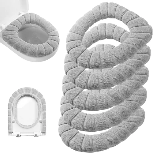 Miniatura 14 de Legigo Paquete de 5 fundas de asiento de inodoro más gruesas, suaves y cálidas, tela de fibra lavable, fácil instalación, cómoda funda de asiento