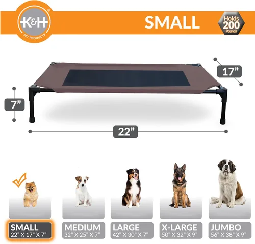 Miniatura 2 de K&H PET PRODUCTS Cuna de animal doméstico original Cama de perro elevada Chocolate / malla negra Pequeño 17 x 22 x 7 pulgadas Malla Chocolate/Negro