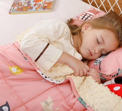 Miniatura 21 de BUZIO - Cobija infantil con peso, algodón transpirable con esferas y dibujos Leopardo Rosa