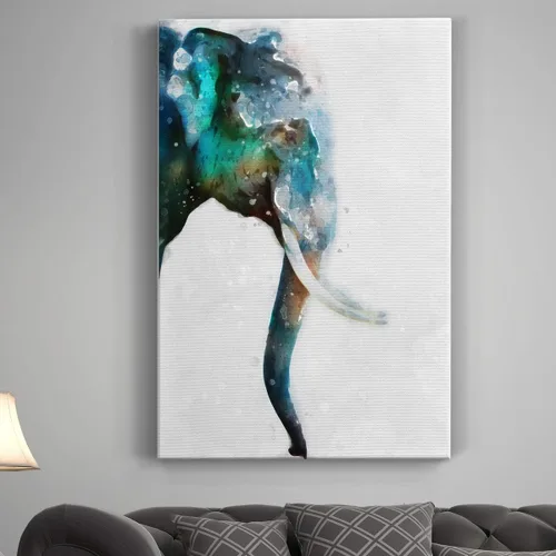 Miniatura 5 de Renditions Gallery Watercolor Elephant Gallery Wrapped Canvas Wall Art, 12x18, Black/White