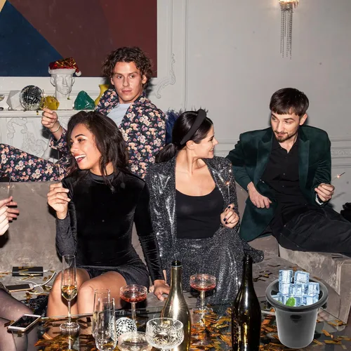 Miniatura 5 de UPKOCH Paquete de 2 cubos de hielo para escupitón de vino con asas dobles de 4.5 L, redondas, tinas negras de polipropileno para eventos de cata