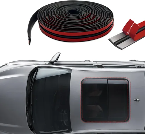 Miniatura 9 de HAOBO Burlete de 23 pies para automóvil, burlete automotriz, forma de T, sello de techo corredizo con autoadhesivo, borde de goma impermeable