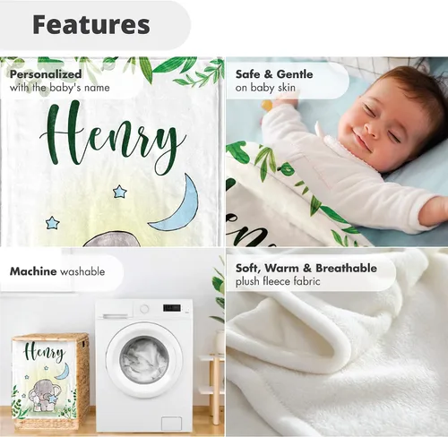 Miniatura 4 de Mantas de bebé personalizadas para niños con nombre, mantas de bebé personalizadas, regalos personalizados para niño recién nacido, manta de bebé