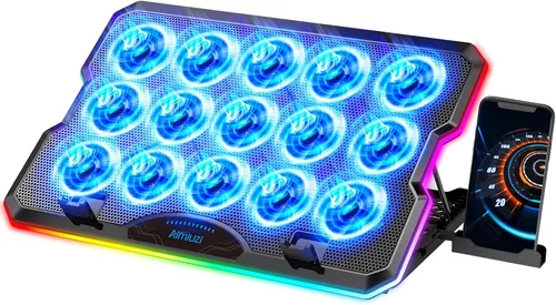 AIMIUZI Almohadilla de enfriamiento para laptop para juegos, enfriador de laptop con 15 ventiladores silenciosos para portátiles de 12 a 17.3