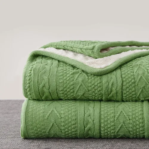 Miniatura 17 de Longhui bedding Manta de punto trenzado acrílico negro de 50 x 63 pulgadas, gruesa, suave, grande, acogedora manta de forro polar de punto