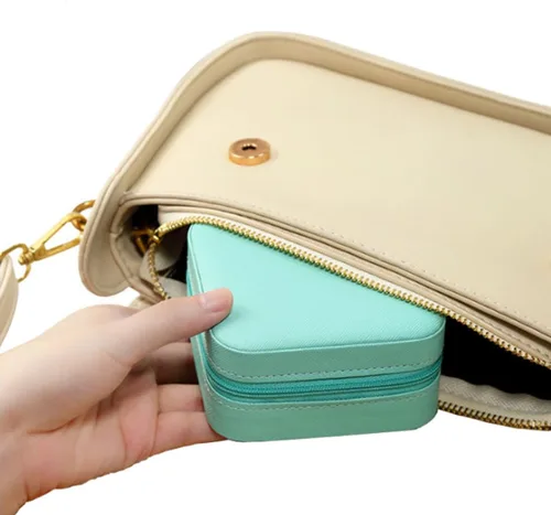 Miniatura 8 de 2Pcs Travel Jewelry Case for Women Girls,Portable Jewelry Box with Letters 2-Layer Jewelry Storage Mini Jewelry Case Travel Must Have Birthday Gifts