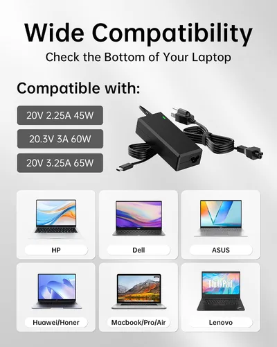 Miniatura 4 de WUKUR Cargador de 65 W para NOCO UltraSafe Jump Starter compatible con NOCO Boost X GBX45 GBX55 GBX75 GBX155 y Boost Air AX65 UltraSafe Cable Negro