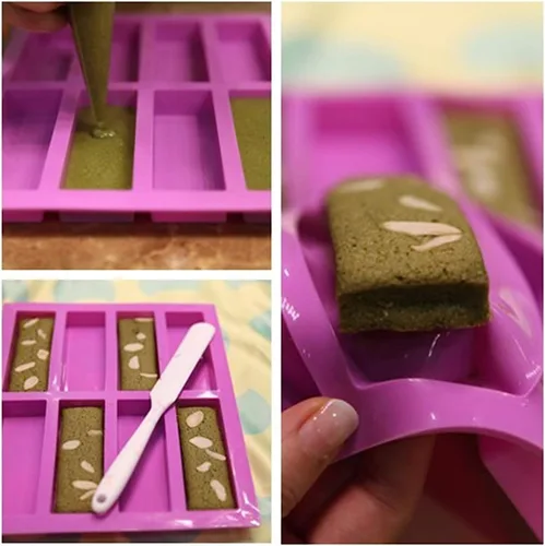 Miniatura 4 de Molde de silicona rectangular grande, 2 unidades de barra de granola de 8 cavidades, moldes de barra de cereales para hornear para barra energética