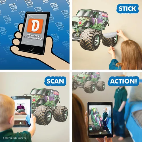 Miniatura 3 de Wall Palz Monster Jam - Calcomanías de pared de 23 pulgadas con interacción de realidad aumentada 3D, decoraciones de pared para despegar y pegar