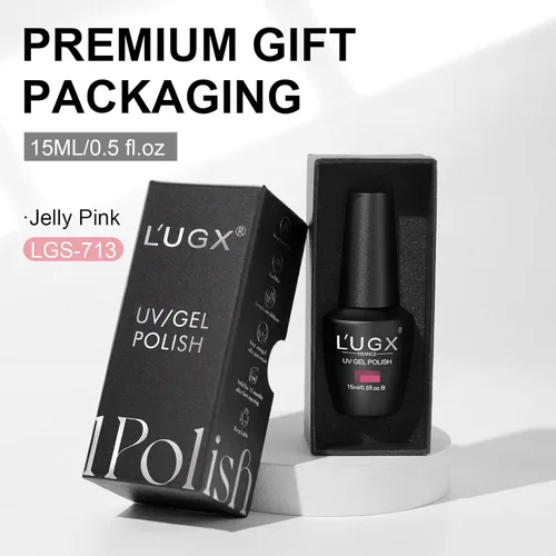 Miniatura 3 de L'UGX Esmalte de uñas de gel rosa translúcido, 0.5 onzas líquidas, esmalte de gel neutro nude, rosa, transparente, natural, UV, punta francesa