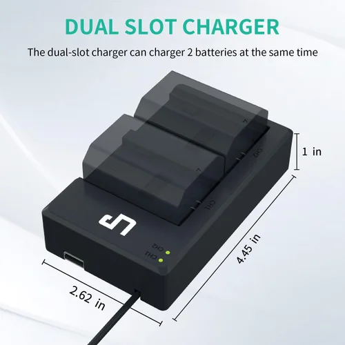 Miniatura 4 de Cargador de batería NP-FZ100, cargador dual LP para cámaras NP FZ100 con cable USB integrado, compatible con cámaras Sony A9 A9R A9S A9II A7III