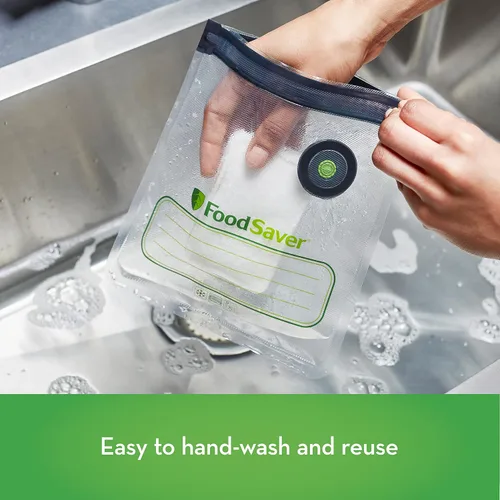 Miniatura 6 de FoodSaver Bolsas reutilizables con cremallera al vacío de 1 cuarto y galón, 26