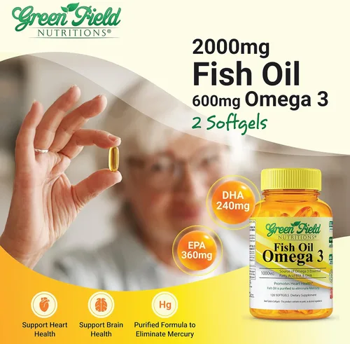 Miniatura 2 de Greenfield Nutritions Aceite de pescado halal de 1000 mg, 300 mg de Omega 3 Halal, aceite de pescado peruano silvestre pequeño, vitaminas Halal, EPA