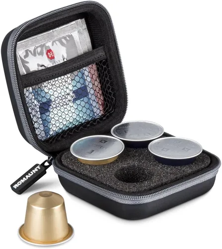 Miniatura 9 de ROMAUNT Estuche de transporte de viaje compatible con cápsulas Nespresso OrignalLine, accesorio para cafetera portátil de café protector con espuma