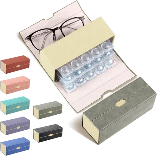 Miniatura 8 de Flutesan Estuche diario para lentes de contacto y organizador de anteojos, 2 en 1, de doble cara, portátil, para viajes, uso diario, almacenamiento