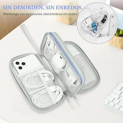 Miniatura 5 de FYY Organizador para accesorios electrónicos, para viajes, para cables, celular y cargadores, estuche portátil, impermeable, doble capa, bolsa