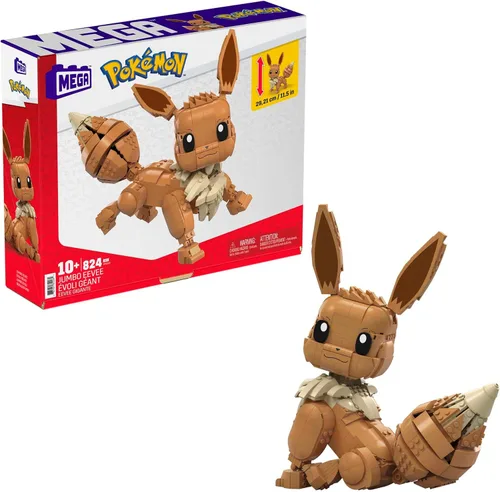 MEGA - Juego de juguetes de construcción Pokémon Jumbo Eevee con 824 piezas, articulados y posables, 11 pulgadas de alto, para niños