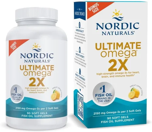 Cápsulas Nordic Naturals Ultimate Omega 2X, sabor a limón, 2,150 mg de omega-3, aceite de pescado de alta potencia, con EPA y DHA, promueve la salud