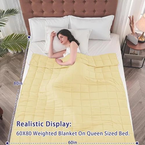 Miniatura 47 de Yescool - Manta con peso para adultos (15 libras, 60 x 80 pulgadas, azul), manta de enfriamiento pesada para dormir, 140-160 libras, manta