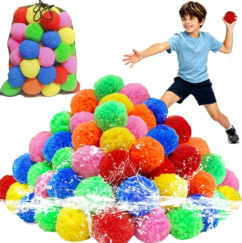 90 bolas de esponja de agua reutilizables, globos de agua reutilizables para juguetes y juegos al aire libre, juguetes de agua para niños y adultos,