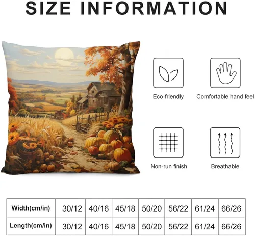 Miniatura 3 de Fundas de almohada decorativas cuadradas de terciopelo con diseño de paisaje, campo, otoño, otoño, 12 x 12 pulgadas, para Acción de Gracias