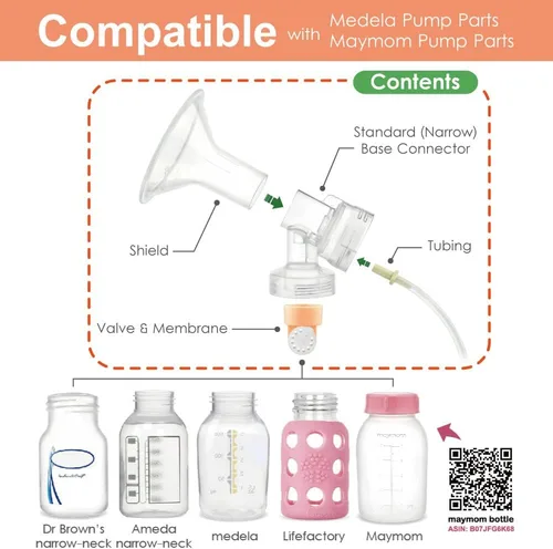 Miniatura 3 de Maymom Kit de extractor de leche compatible con bomba Medela in Style Advanced Pump; 2 protectores de pecho de 0.945 in, 2 válvulas, 4 membranas, 2