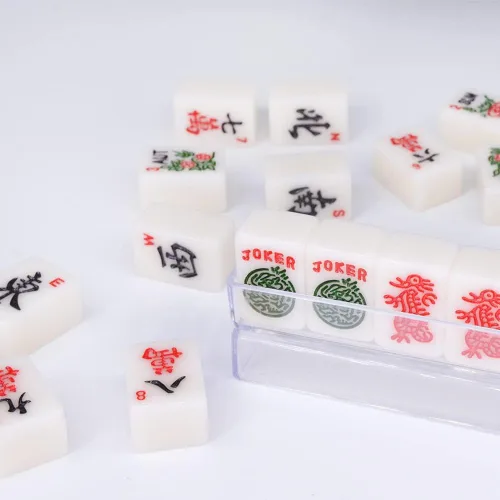 Miniatura 8 de drizzle Set Mini de Mahjong Americano para Viaje - 166 Azulejos Blancos Incluye Jokers 0.8" Material de Melamina Blanca - con Estantes, pato