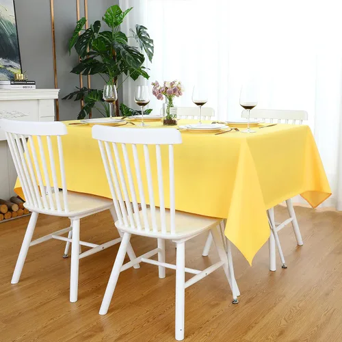 Miniatura 3 de FOLINS&HOME Mantel Rectangular Amarillo 60 x 84 Sin Arrugas Impermeable Manteles de Poliéster, A Prueba de Derrames Resistente y Lavable Cubierta