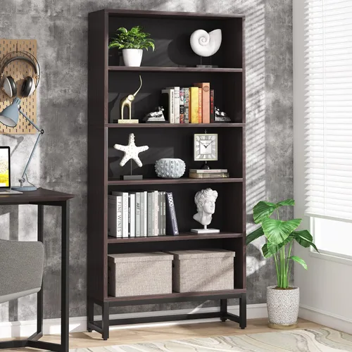Miniatura 11 de Tribesigns Estantería Alta Negra Librero, Estanterías Grandes de 70.8" Pulgadas Organizador con Luces LED, Estantería de Biblioteca Independiente
